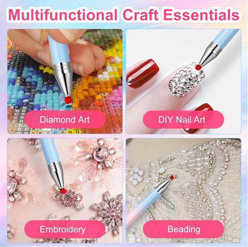 Diamond Painting Pen with 3 Extra Wax Refills - Professional Rhinestone Picker for Nail Art, Crafts, Phone Case, DIY Jewelry, Scrapbooking & Card Making (White Powder Gradient) in Saudi Arabia