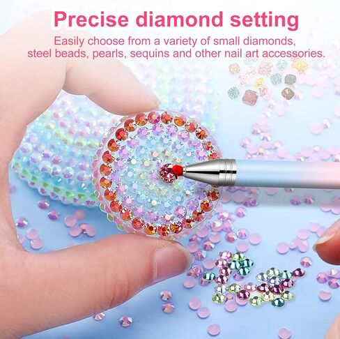 Diamond Painting Pen with 3 Extra Wax Refills - Professional Rhinestone Picker for Nail Art, Crafts, Phone Case, DIY Jewelry, Scrapbooking & Card Making (White Powder Gradient) in Saudi Arabia