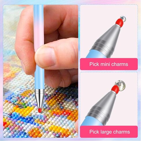 Diamond Painting Pen with 3 Extra Wax Refills - Professional Rhinestone Picker for Nail Art, Crafts, Phone Case, DIY Jewelry, Scrapbooking & Card Making (White Powder Gradient) in Saudi Arabia