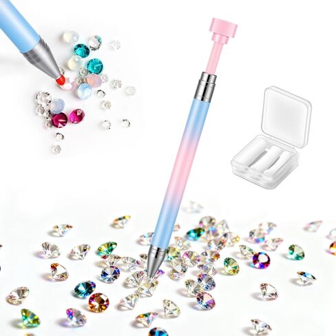 Diamond Painting Pen with 3 Extra Wax Refills - Professional Rhinestone Picker for Nail Art, Crafts, Phone Case, DIY Jewelry, Scrapbooking & Card Making (White Powder Gradient) in Saudi Arabia