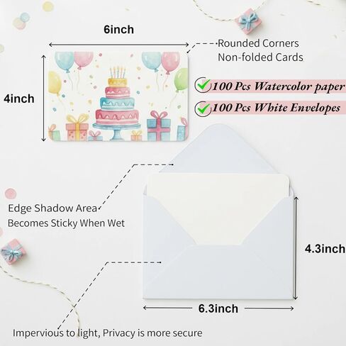 25 Pack Cotton Blank Watercolor Cards with Envelopes,140lb/300GSM Acid Free Cold Press Water Color Paper,4x6 Inch Non-Folded Watercolor Postcards-DIY Greetings Paper,Christmas,Invitations,Birthday in Saudi Arabia