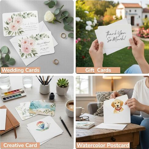 25 Pack Cotton Blank Watercolor Cards with Envelopes,140lb/300GSM Acid Free Cold Press Water Color Paper,4x6 Inch Non-Folded Watercolor Postcards-DIY Greetings Paper,Christmas,Invitations,Birthday in Saudi Arabia