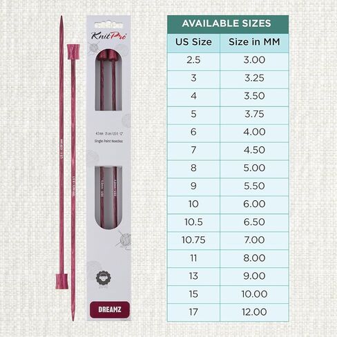 إبر KnitPro Dreamz أحادية مدببة مقاس 10 بوصة (25 سم) | مقاس الولايات المتحدة 8 (5 مم) in Saudi Arabia