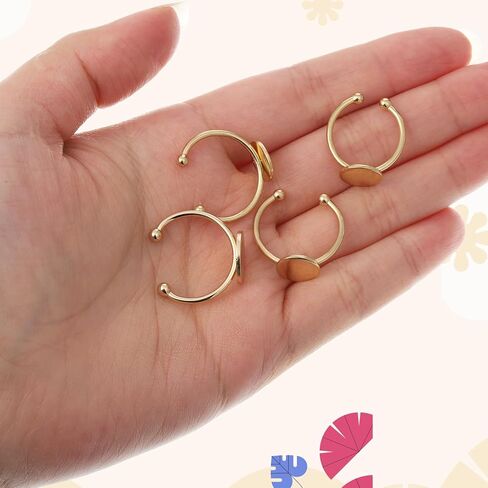 Alrhso 30Pcs Silver Gold Ring Blanks Stainless Steel Ring Base for Jewelry Making Flat Adjustable Blank Rings Steel Rings Bases for Crochet, Flatback Blank Ringes Settings Bases Tray in Saudi Arabia