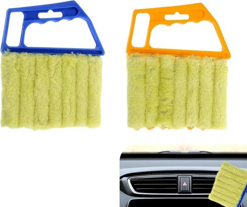 2PCS Blind Cleaner Duster Tool, Microfiber Washable Handheld Mini Duster Brush, 7-Finger Dusting Cleaner Tool for Air Conditioner Vents, Wood Blinds (Orange & Blue) in Saudi Arabia