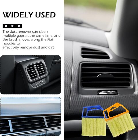 2PCS Blind Cleaner Duster Tool, Microfiber Washable Handheld Mini Duster Brush, 7-Finger Dusting Cleaner Tool for Air Conditioner Vents, Wood Blinds (Orange & Blue) in Saudi Arabia