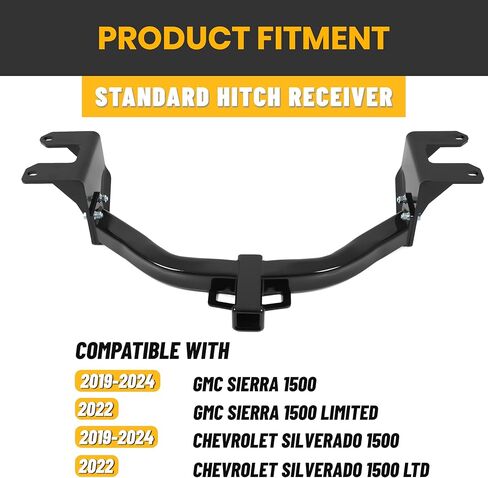 KUAFU Class 3 Trailer Hitch 2" Receiver Compatible with 2019-2024 GMC Sierra 1500 Chevy Chevrolet Silverado 1500 Black Towing Hitch in Saudi Arabia