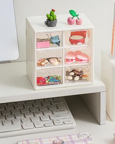 6-Compartment Desk Organizer Case,Elegant Vanity Cosmetic Storage Organizer LCC558-001 in Saudi Arabia
