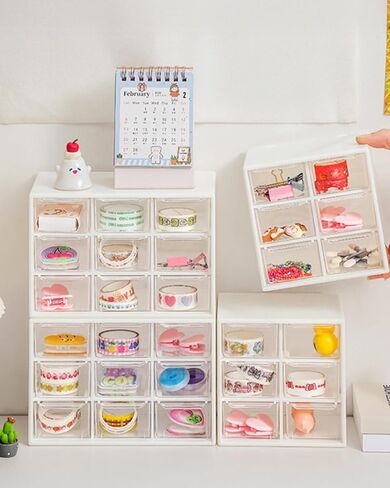 6-Compartment Desk Organizer Case,Elegant Vanity Cosmetic Storage Organizer LCC558-001 in Saudi Arabia