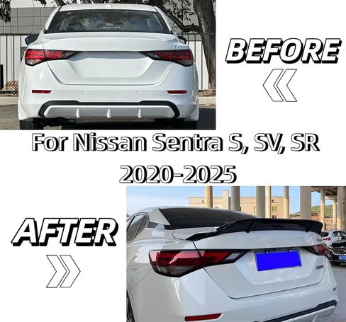 جناح صندوق السيارة الخلفي متوافق مع Nissan Sentra S SV SR 2020-2025 ABS بلاستيك غطاء صندوق السيارة المفسد (نمط V) in Saudi Arabia