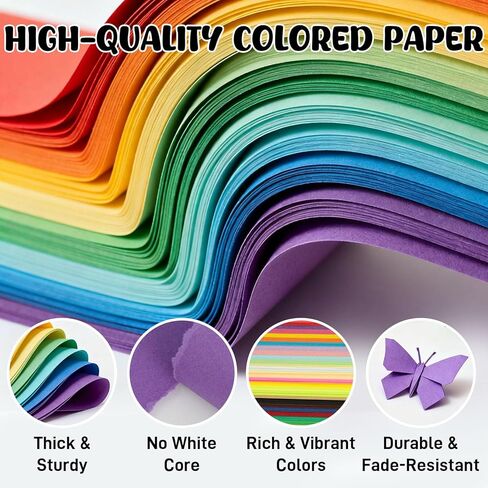 Koogel 500 Sheets Colored Origami Paper, 6 x 6 Inch/ 80gsm Colored Craft Paper Double Sided Square Paper for Beginners Arts and Crafts Scrapbook Making in Saudi Arabia