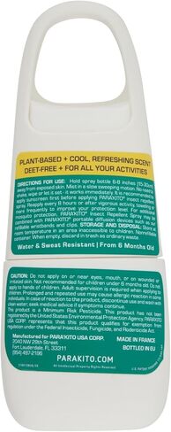 بخاخ باراكيتو للبعوض والقراد والحشرات - خالٍ من DEET، زيت السترونيلا العطري، مقاوم للماء والعرق، حماية من لدغات البعوض في التخييم والمشي لمسافات طويلة والسفر والأنشطة الخارجية (2.2 أونصة) in Kuwait