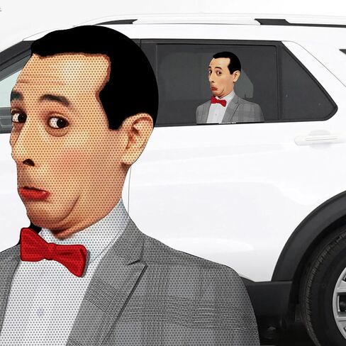 Pee Wee Ride-A-Long 12" Laminated Perforated See Thru Window Decal attaches to Rear Side Window. Made in USA. in Saudi Arabia
