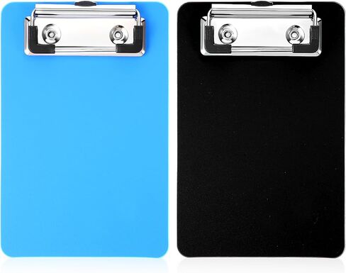 2 Pcs Mini Clipboards, 4" X 6" Small Clipboard, Portable Pocket Clipboards with Storage Mini Clip Board for Notepads Offices Restaurants Memo Size Receipt Pocket Lists(Black, Blue) in Saudi Arabia