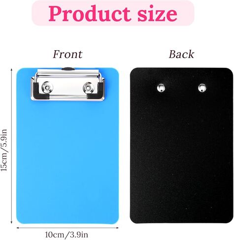 2 Pcs Mini Clipboards, 4" X 6" Small Clipboard, Portable Pocket Clipboards with Storage Mini Clip Board for Notepads Offices Restaurants Memo Size Receipt Pocket Lists(Black, Blue) in Saudi Arabia