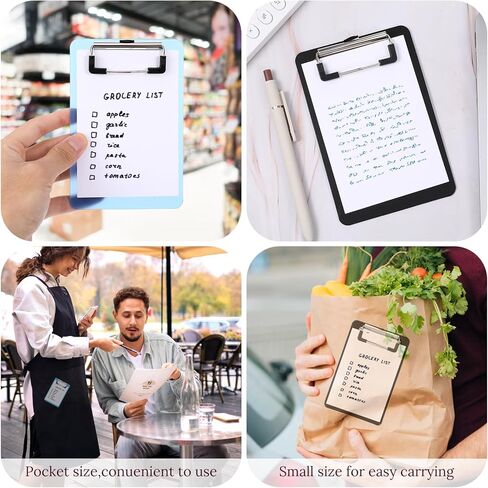 2 Pcs Mini Clipboards, 4" X 6" Small Clipboard, Portable Pocket Clipboards with Storage Mini Clip Board for Notepads Offices Restaurants Memo Size Receipt Pocket Lists(Black, Blue) in Saudi Arabia