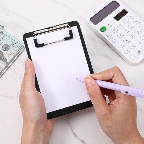 2 Pcs Mini Clipboards, 4" X 6" Small Clipboard, Portable Pocket Clipboards with Storage Mini Clip Board for Notepads Offices Restaurants Memo Size Receipt Pocket Lists(Black, Blue) in Saudi Arabia