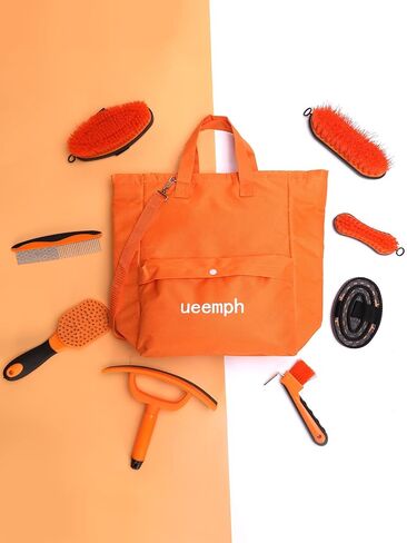 Horse Grooming Kit (12-Piece): Brushes, Storage Bag, Sweat Scraper, Mane Comb, Grooming Gloves - Purple Horse Gifts for Girls in Kuwait