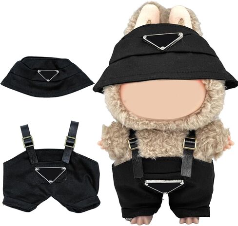 17cm Clothes Set(Only Outfit), Hat & Overalls Set for 6.7inch Doll, Cute Clothes for Dress up Unique Style, Stylish Clothes for Doll (Brown) in Saudi Arabia