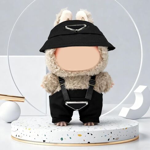 17cm Clothes Set(Only Outfit), Hat & Overalls Set for 6.7inch Doll, Cute Clothes for Dress up Unique Style, Stylish Clothes for Doll (Brown) in Saudi Arabia