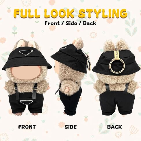 17cm Clothes Set(Only Outfit), Hat & Overalls Set for 6.7inch Doll, Cute Clothes for Dress up Unique Style, Stylish Clothes for Doll (Brown) in Saudi Arabia