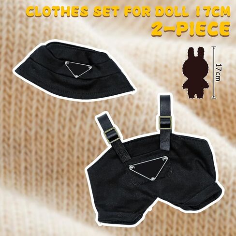 17cm Clothes Set(Only Outfit), Hat & Overalls Set for 6.7inch Doll, Cute Clothes for Dress up Unique Style, Stylish Clothes for Doll (Brown) in Saudi Arabia