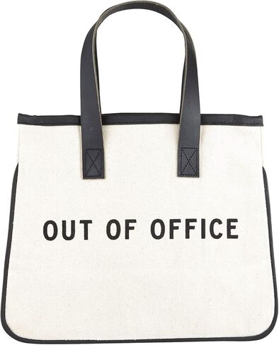 Santa Barbara Design Studio Tote Bag Hold Everything Collection Black and White 100% Cotton Canvas with Leather Handles in Kuwait