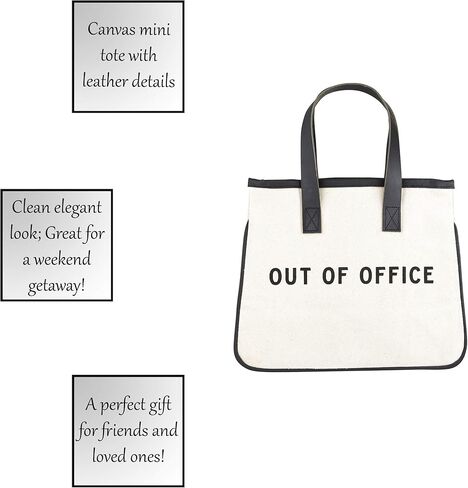 Santa Barbara Design Studio Tote Bag Hold Everything Collection Black and White 100% Cotton Canvas with Leather Handles in Kuwait