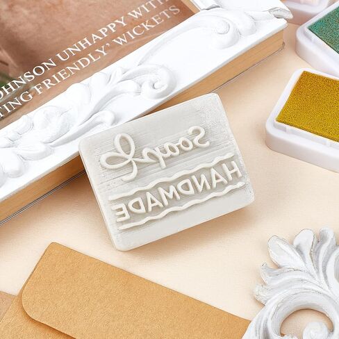 CRASPIRE Soap Stamp Handmade White Resin Soap Stamp Words Pattern Soap Embossing Stamp for Clay Biscuits Gummies Arts Crafts Making Projects DIY Gift in Saudi Arabia