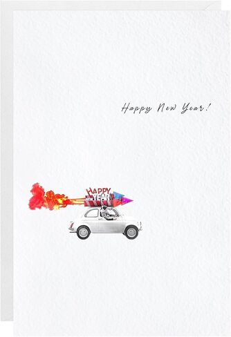 easykart labels 16 Happy New Year Cards with Envelopes | Spot UV & Texture Finish | 6.75 x 4.5 Inch New Year Wishes Cards with Seal Stickers For Friends, Family and loved Ones (1 PACK) in Saudi Arabia