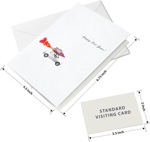 easykart labels 16 Happy New Year Cards with Envelopes | Spot UV & Texture Finish | 6.75 x 4.5 Inch New Year Wishes Cards with Seal Stickers For Friends, Family and loved Ones (1 PACK) in Saudi Arabia