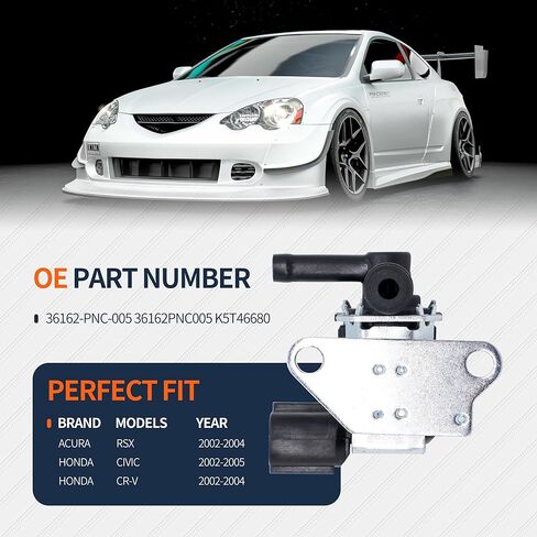 HiSport 36162-PNC-005 Vapor Canister Purge Solenoid Valve - Compatible with Acura RSX 2002-2004 Honda Civic 2002-2005 CR-V 2002-2004 - Replaces K5T46680 in Saudi Arabia