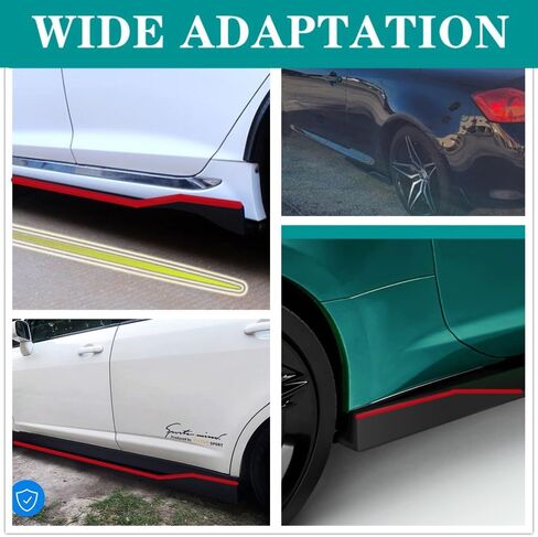 2PCS Universal Car Side Skirts, 2M/78.7" Side Skirts Extension Splitter Lip,Car Rocker Panels Side Skirt Body Kit, Compatible with Honda Civic Toyota Corolla Nissan Altima VW Camaro (Black&Red 86.6in) in Saudi Arabia