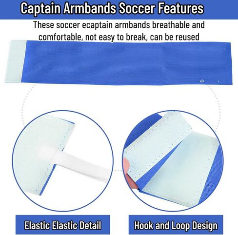 V GEBY Captain Armband، نايلون فريق رياضي لكرة القدم شارات قابلة للتعديل لكرة القدم كرة السلة لاعب العصابات للشباب البالغين (الأزرق) in Kuwait