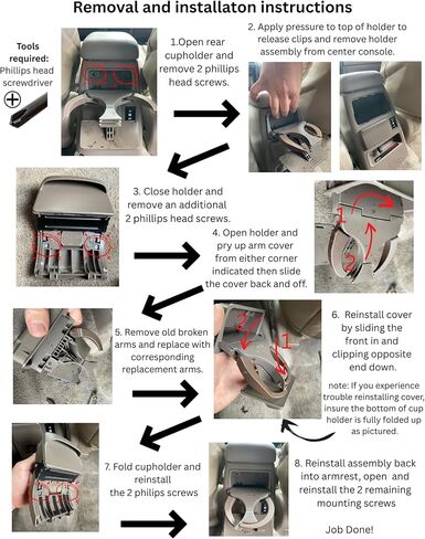 Rear Cup Holder Replacement Arms Compatible with 1996-2002 Toyota 4Runner 3rd Gen – DIY Cupholder Repair Kit for Broken Rear Seat Cup Holder – Interior Accessory Upgrade in Saudi Arabia