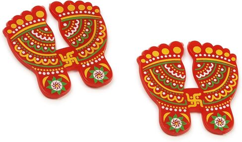 ديكورات أرضية Diwali Rangoli مصنوعة يدويًا من الأكريليك الأحمر Dipak لتزيين الطاولة وأحجار مرصعة بالترتر والديكور التقليدي لباب المنزل | ملصقات الحائط الأرضية RJV-002 in Saudi Arabia