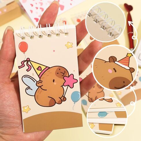 7Pack Mini Cartoon Capibara Notebooks Portable Pocket Notebook for Gifts and Office Rewards College Ruled 24 Pages/Pcck (Random Style, 10x6cm) in Saudi Arabia