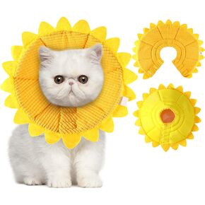Sunflower Cat Recovery Collar Soft Cone Cotton Pet Cone Adjustable Sunflower Elizabeth Collar Postoperative Protection for Cats and Dogs(Medium) in Kuwait