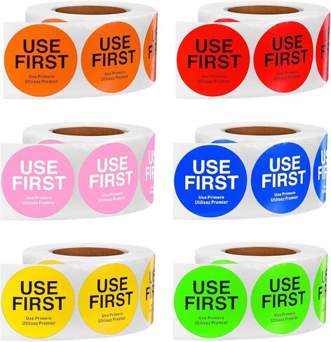 3000 Pcs 1.5 Inch Use First Inventory Control Label Permanent Adhesive Restaurant Quality Food Labels Use First Stickers Food Service Disposable Labels Small Circle Stickers(6 Colors) in Saudi Arabia