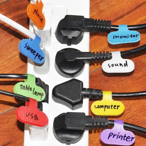 20PCS Nylon Oval Cable Labels – 8-Color Hook & Loop Cord Tags for Electronics, Wires, Cables (1.65×3.75cm) in Saudi Arabia