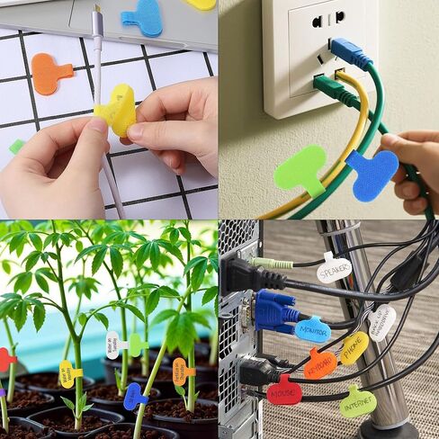 20PCS Nylon Oval Cable Labels – 8-Color Hook & Loop Cord Tags for Electronics, Wires, Cables (1.65×3.75cm) in Saudi Arabia