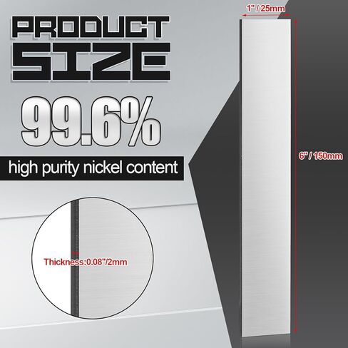 4 Pcs Pure Nickel Sheet 0.04 x 1 x 6 Inches Nickel Anode 99.6% Pure Nickel Plating Nickel Strip Nickel Plate for Nickel Plating, Nickel Electroplating and DIY Nickel Plating in Kuwait