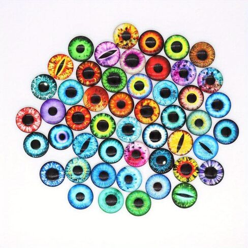 100Pcs Glass Eyes for Embellishments DIY Sewing Dolls Crafts Accessories Cat Eye Dinosaur Eye in Saudi Arabia