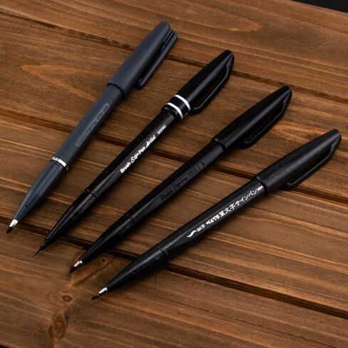Pentel Arts Sign Pen Variety Pack - 4-Pack (S520-A, ST150-A, SES15-NA, SESF30-A) in Saudi Arabia