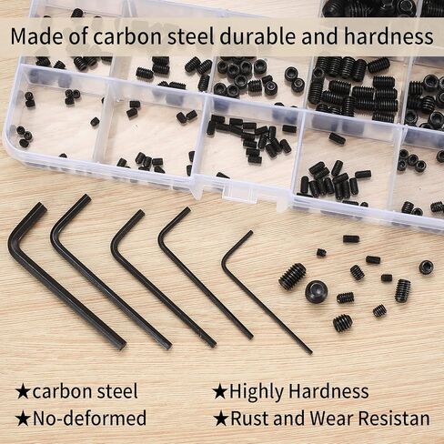 450 Pcs Set Screw Assortment Kit, Allen Head Hex Socket Grub Head Screw Set,Black Hex Allen Head Screws with Internal Hex Drive for Door Handles, Light Fixture Screws,M3/M4/M5/M6/M8 in Kuwait