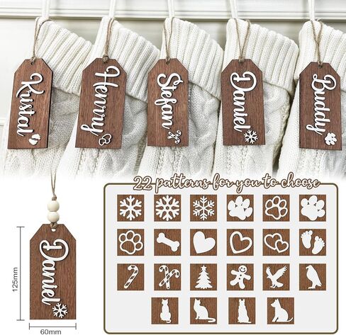 علامة اسم خشبية مخصصة لعيد الميلاد، علامات اسم تخزين عيد الميلاد مع خرز منقوش بالليزر مع حروف ثلاثية الأبعاد، مزرعة عتيقة ريفية للعائلة والأطفال والحيوانات الأليفة، زينة عيد الميلاد قطعة واحدة in Kuwait