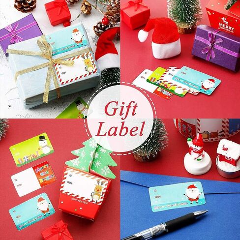 Christmas Gift Tags for Presents Decorations Supplies 2 * 1.5in Gift tag with Santa Claus/Snowmen/Elk Navidad decoración Stickers for Xmas Journal Goodie Bags Envelope Gift Decor-500 PCS in Saudi Arabia