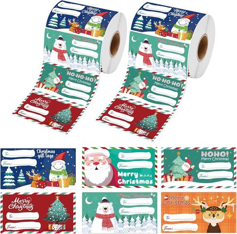 750 PCS Christmas Gift Tags - 2.95 x 1.97 in Gift Tags for Christmas Presents, Xmas Gift Name Tags Stickers Decorations for Women Men, Holiday Wrapping Paper Labels for Gifts in Saudi Arabia