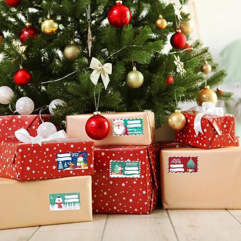 750 PCS Christmas Gift Tags - 2.95 x 1.97 in Gift Tags for Christmas Presents, Xmas Gift Name Tags Stickers Decorations for Women Men, Holiday Wrapping Paper Labels for Gifts in Saudi Arabia