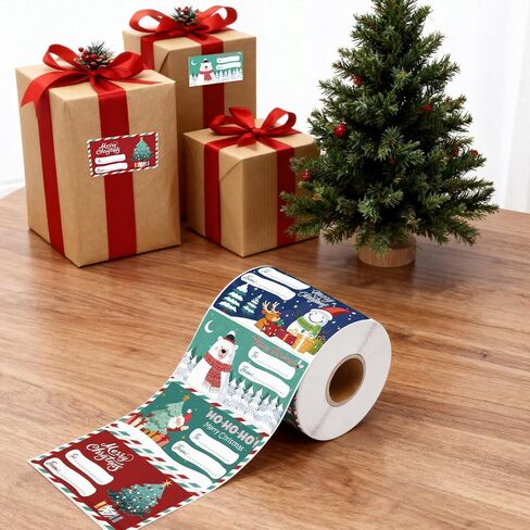 750 PCS Christmas Gift Tags - 2.95 x 1.97 in Gift Tags for Christmas Presents, Xmas Gift Name Tags Stickers Decorations for Women Men, Holiday Wrapping Paper Labels for Gifts in Saudi Arabia